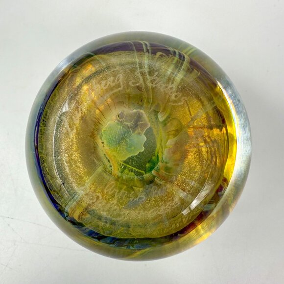 Lundberg Studios Daniel Salazar Artist Proof Pansy Art Glass Paperweight 2.75 In - Picture 4 of 7